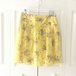 womens banana republic yellow floral skirt